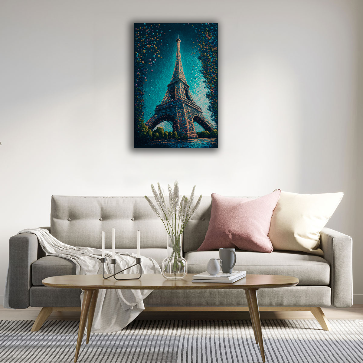 Pointillist Eiffel Canvas Print - WallLumi Canvases