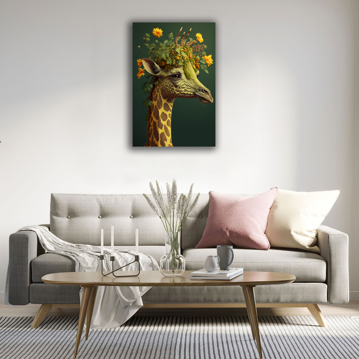 Flowery Giraffe Canvas Print - WallLumi Canvases