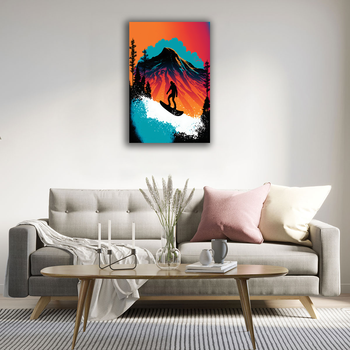 Stylized Snowboarder Canvas Print - WallLumi Canvases