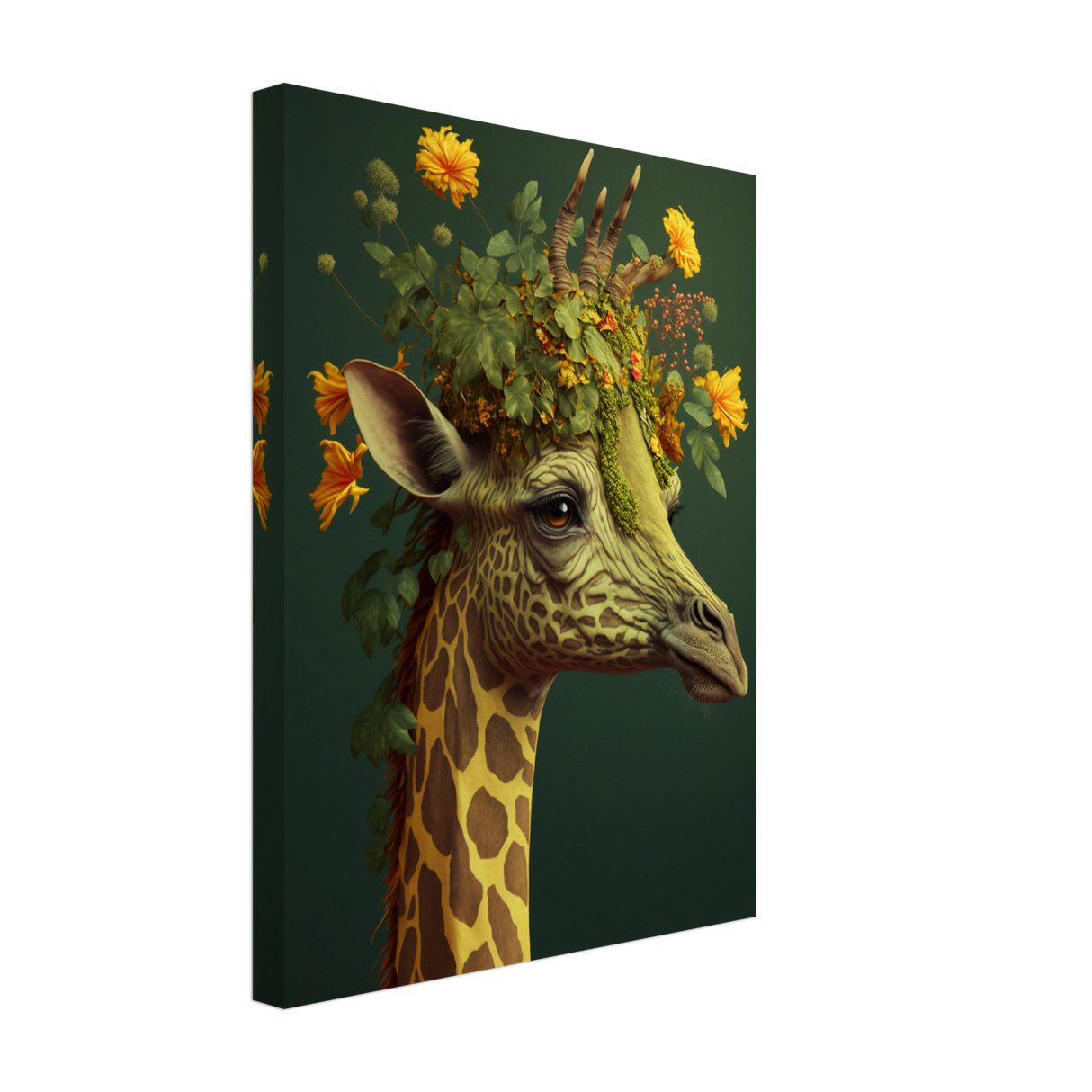 Flowery Giraffe Canvas Print - WallLumi Canvases