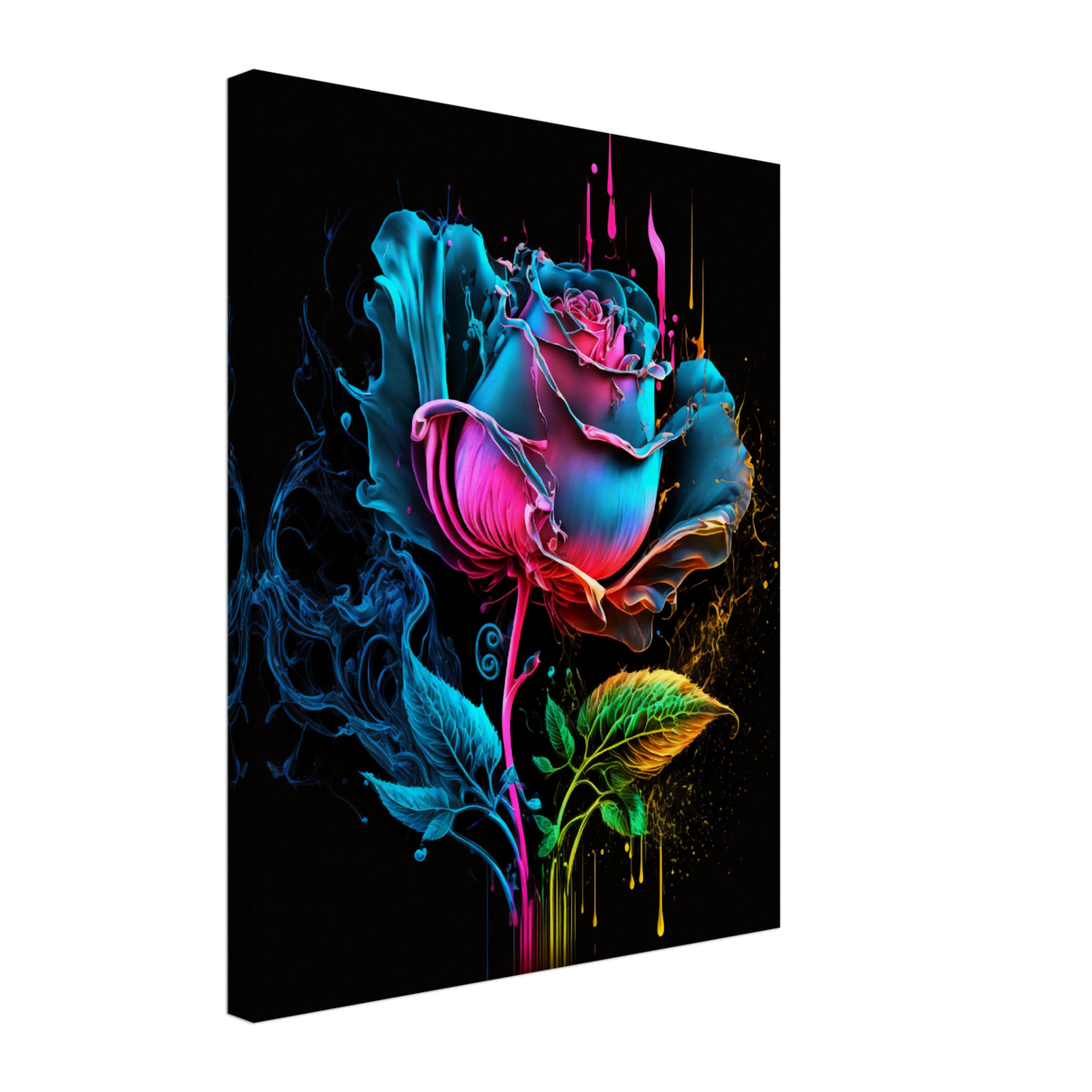 Neon Rose Bliss Canvas Print - WallLumi Canvases