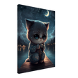 Kawaii Kitten under the Moon Canvas Print - WallLumi Canvases