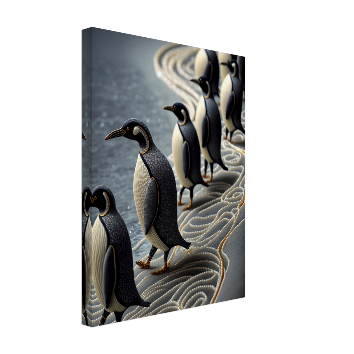 Needlepoint Penguins Canvas Print - WallLumi Canvases