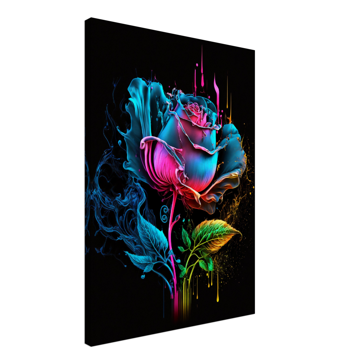 Neon Rose Bliss Canvas Print - WallLumi Canvases