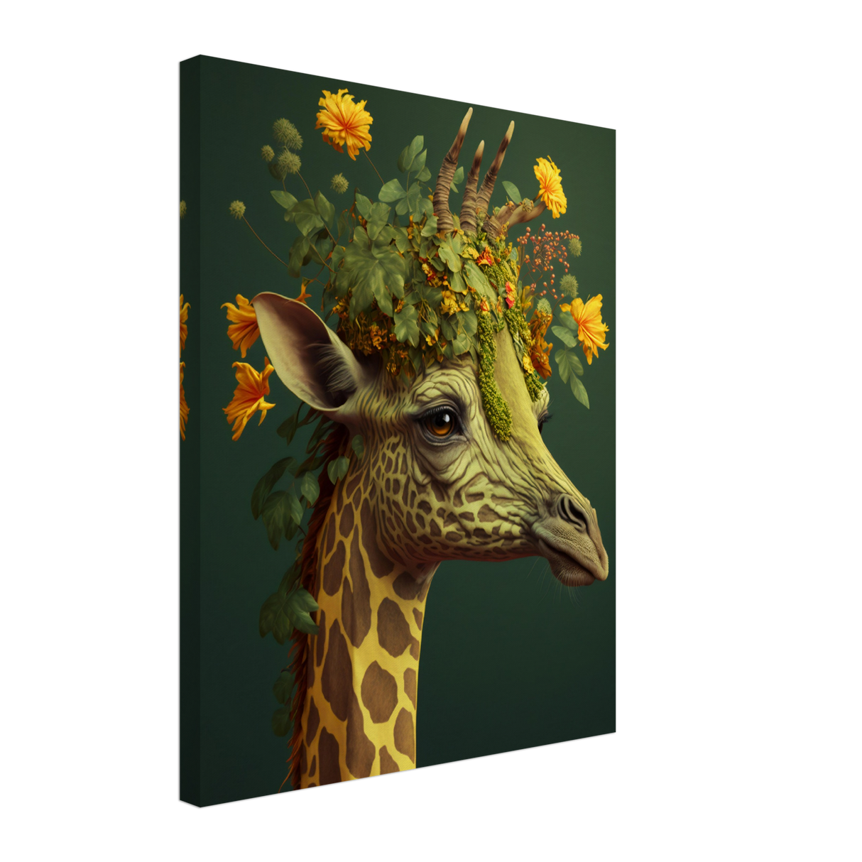 Flowery Giraffe Canvas Print - WallLumi Canvases